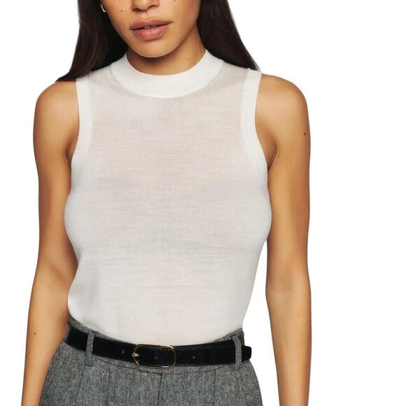 Edwina Regenerative Cream Merino Mockneck Tank Size M NWT - Picture 1 of 5